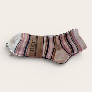 Born Men's Casual Striped Socks - Pink, Black, Cream, Brown 4 pairs wool blend